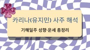 카리나(유지민) 사주 해석 – 기해일주 성향·운세 총정리